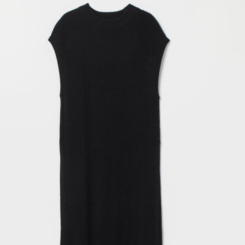 H&M Brown Rib-Knit Sleeveless Dress